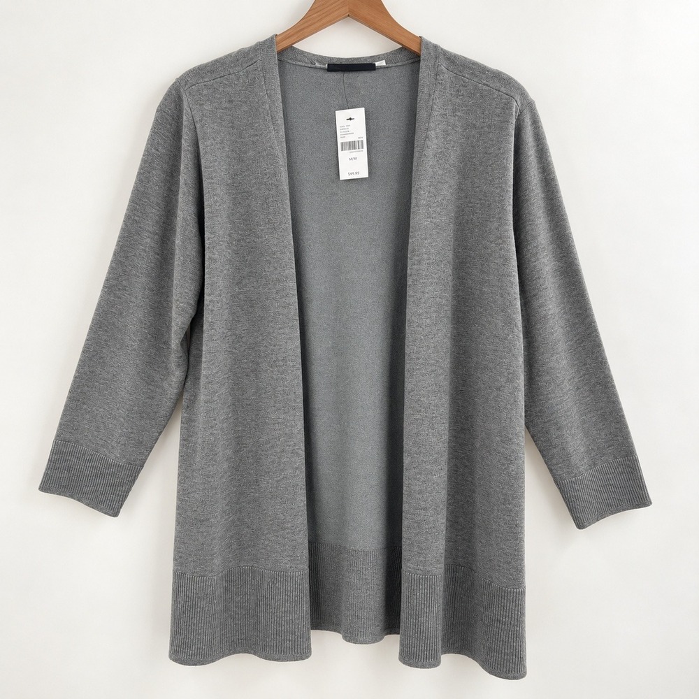 Lane Bryant Minimalist Gray Open Front Cardigan Women 14/16 Corporate Clean Girl